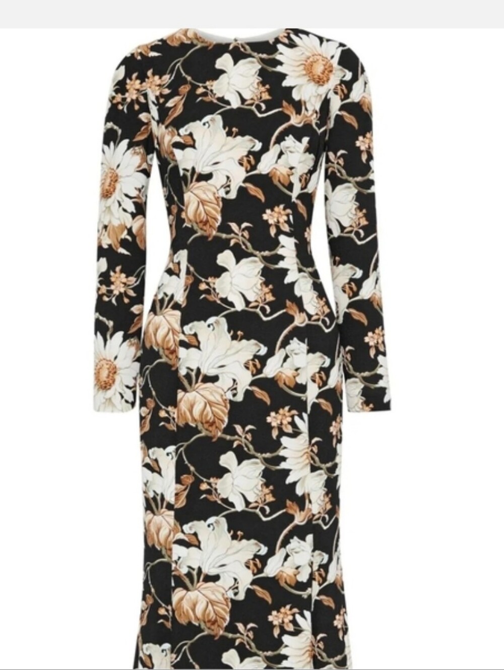 OSCAR DE LA RENTA Long Sleeve Cutout Back Crepe Daisy Gown US 14 Org $3,690 - Picture 2 of 16